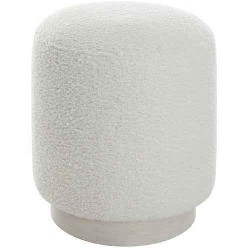 Avila 18 inch White Faux Shearling and White Ottoman