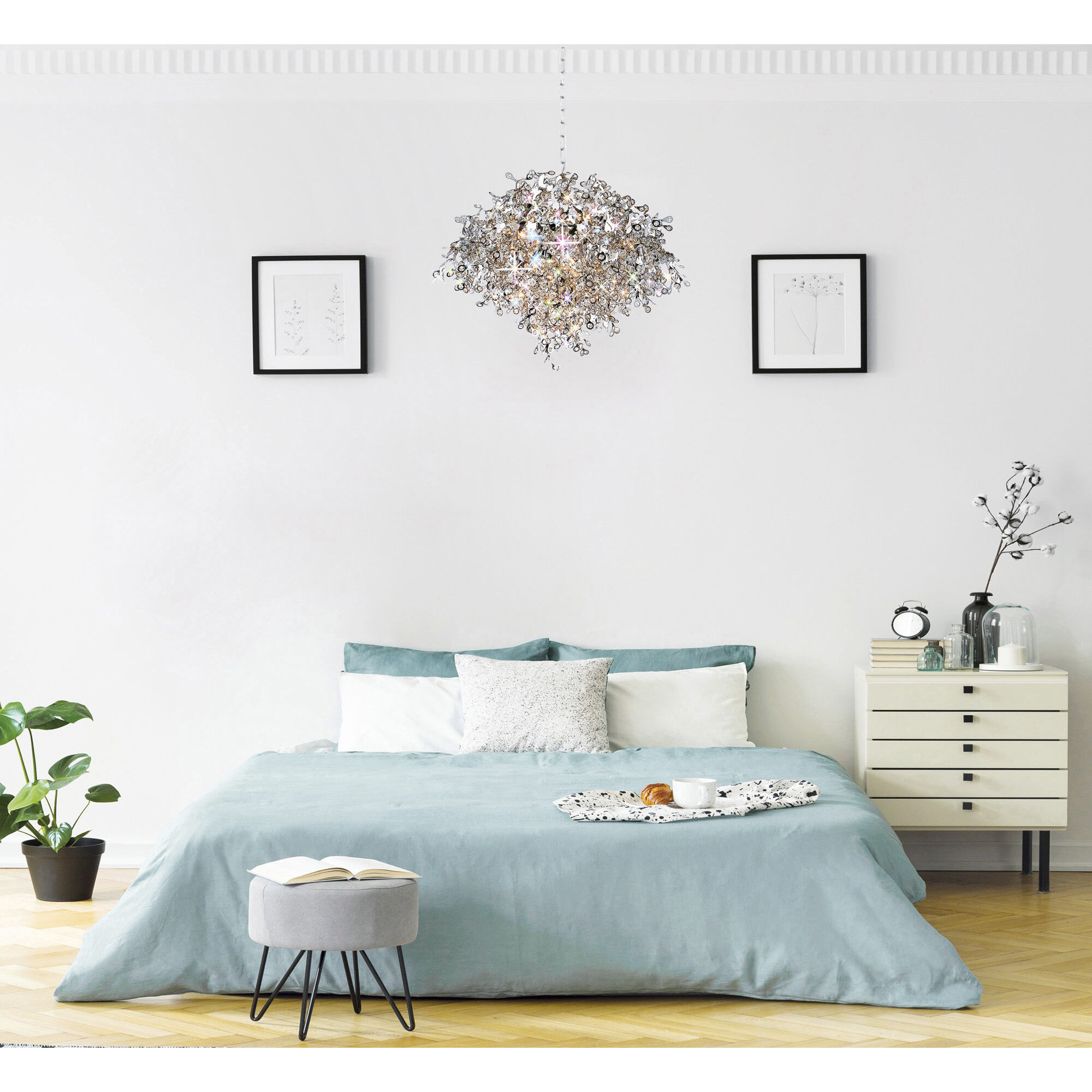 Flurry 17 Light 35 inch Chrome Down Chandelier Ceiling Light