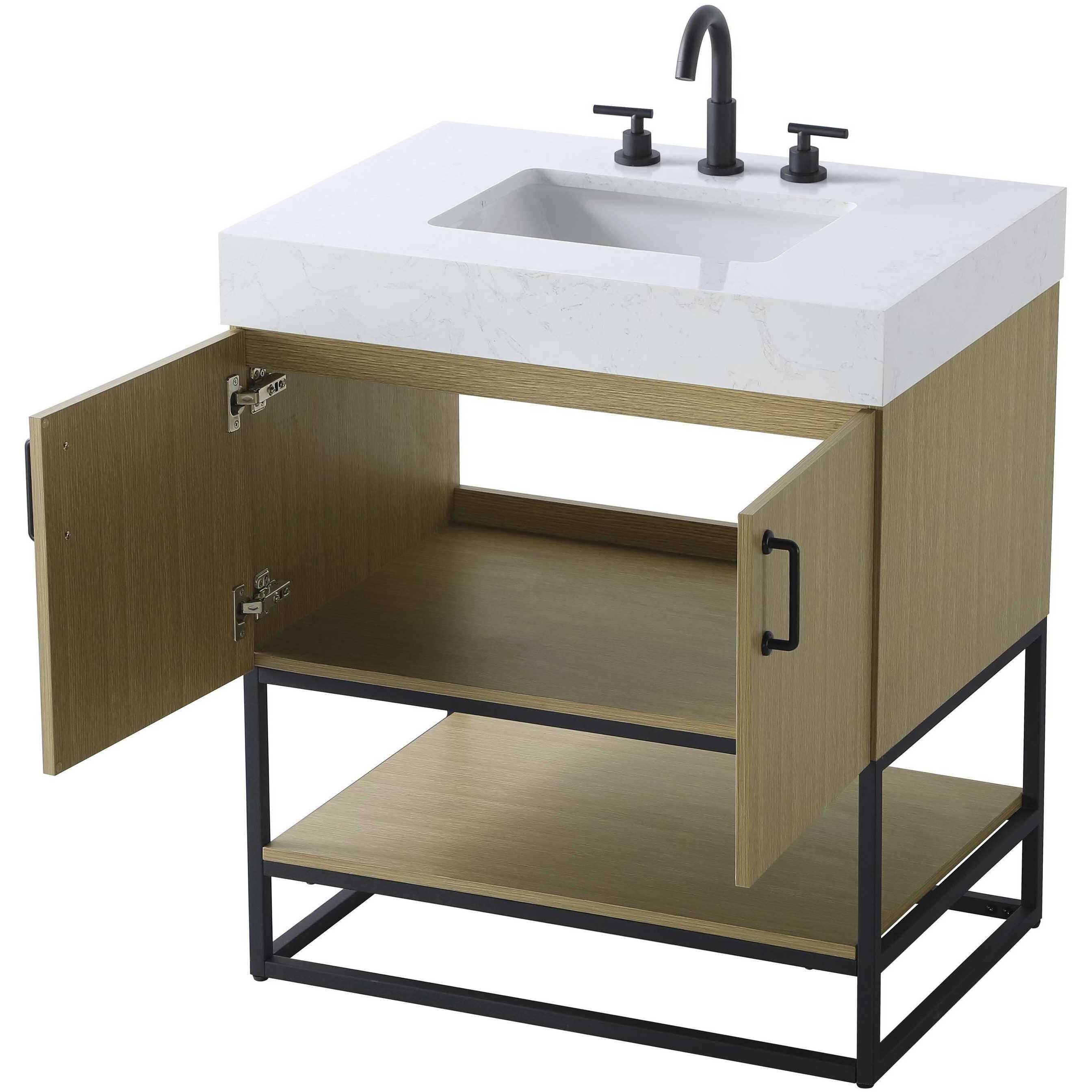 Caroline 30 X 34 inch Honey Brown Bathroom Vanity Cabinet