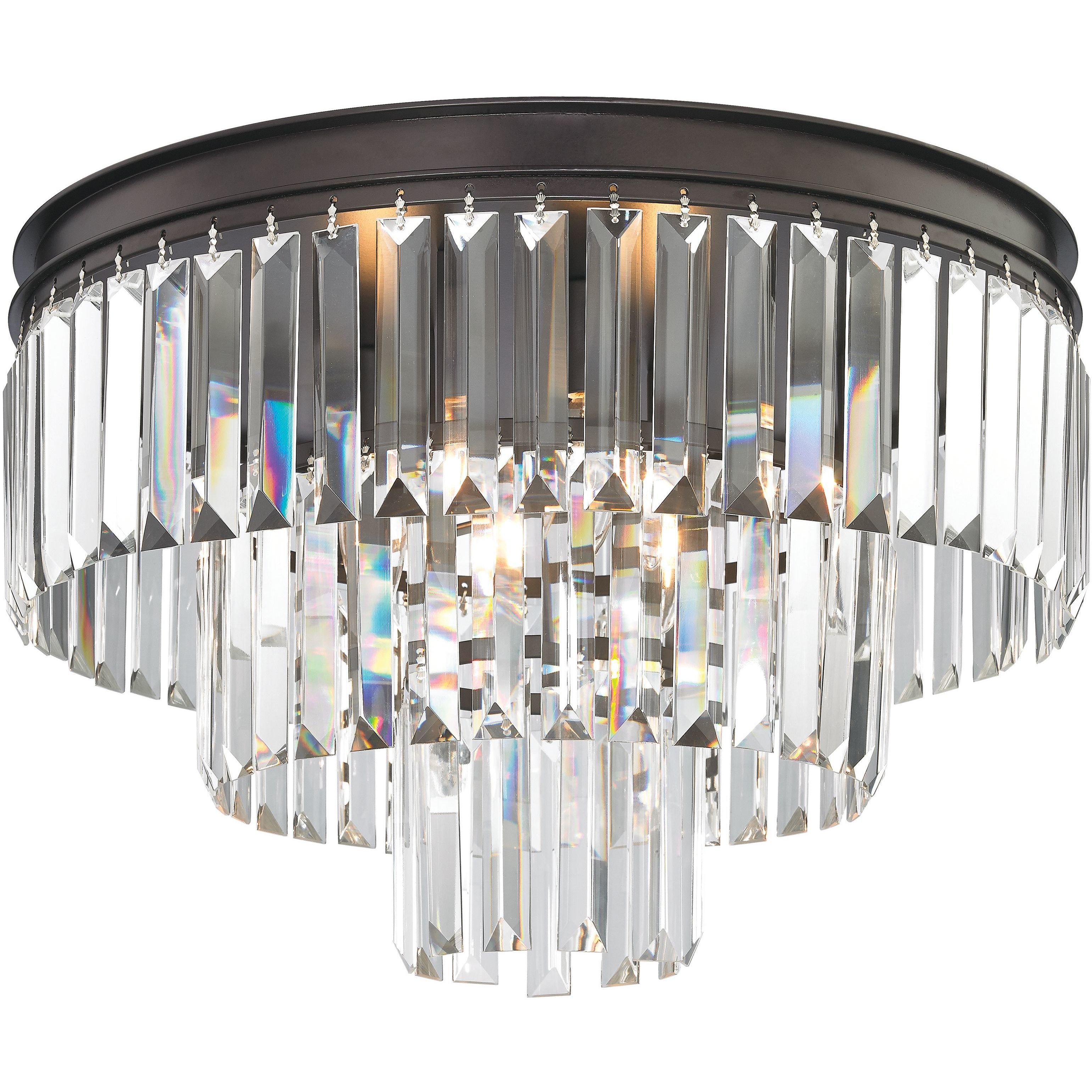 Palacial 3 Light 19 inch Oil Rubbed Bronze Semi Flush Mount Ceiling Light