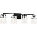 Drew & Jonathan Crofton 4 Light 33.38 inch Midnight Black Vanity Light Wall Light in Clear Crackle Glass