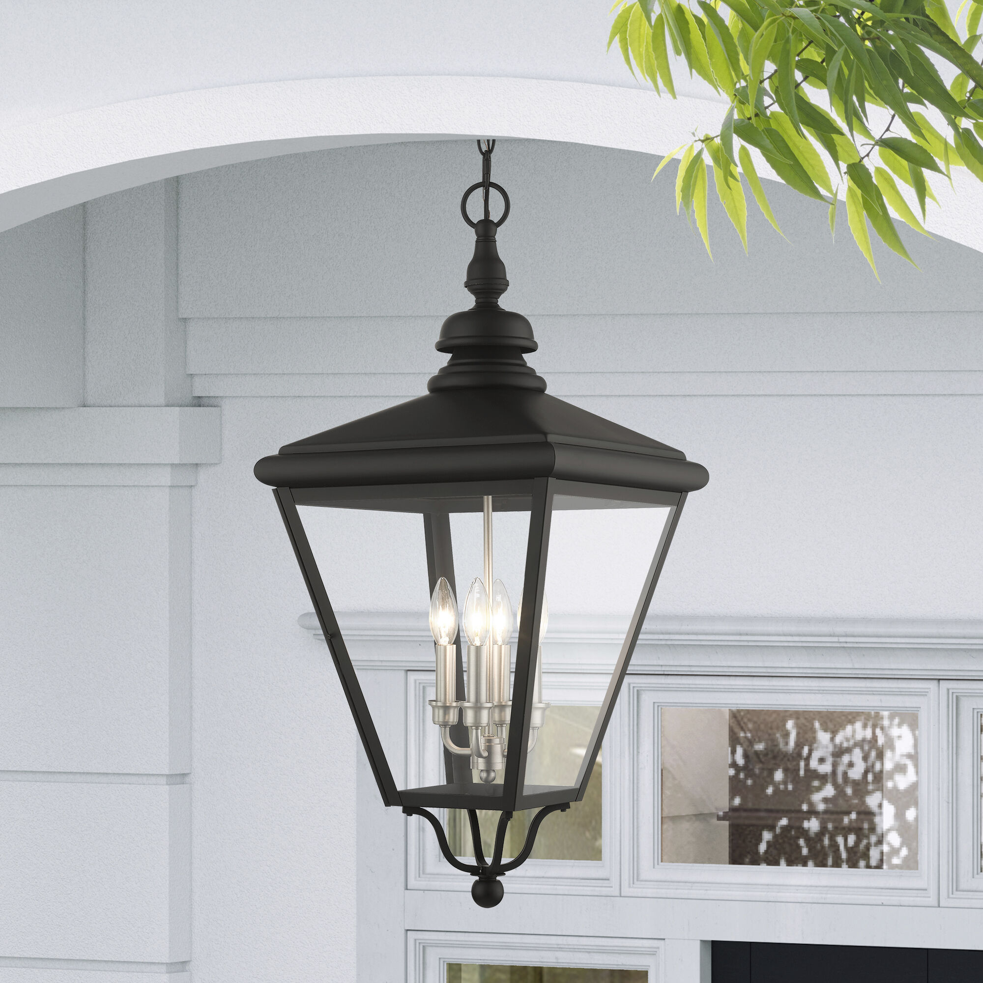 Adams 4 Light 14.25 inch Black with Brushed Nickel Finish