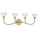 Florena 4 Light 30.5 inch Noble Brass Bathroom Vanity Light Wall Light