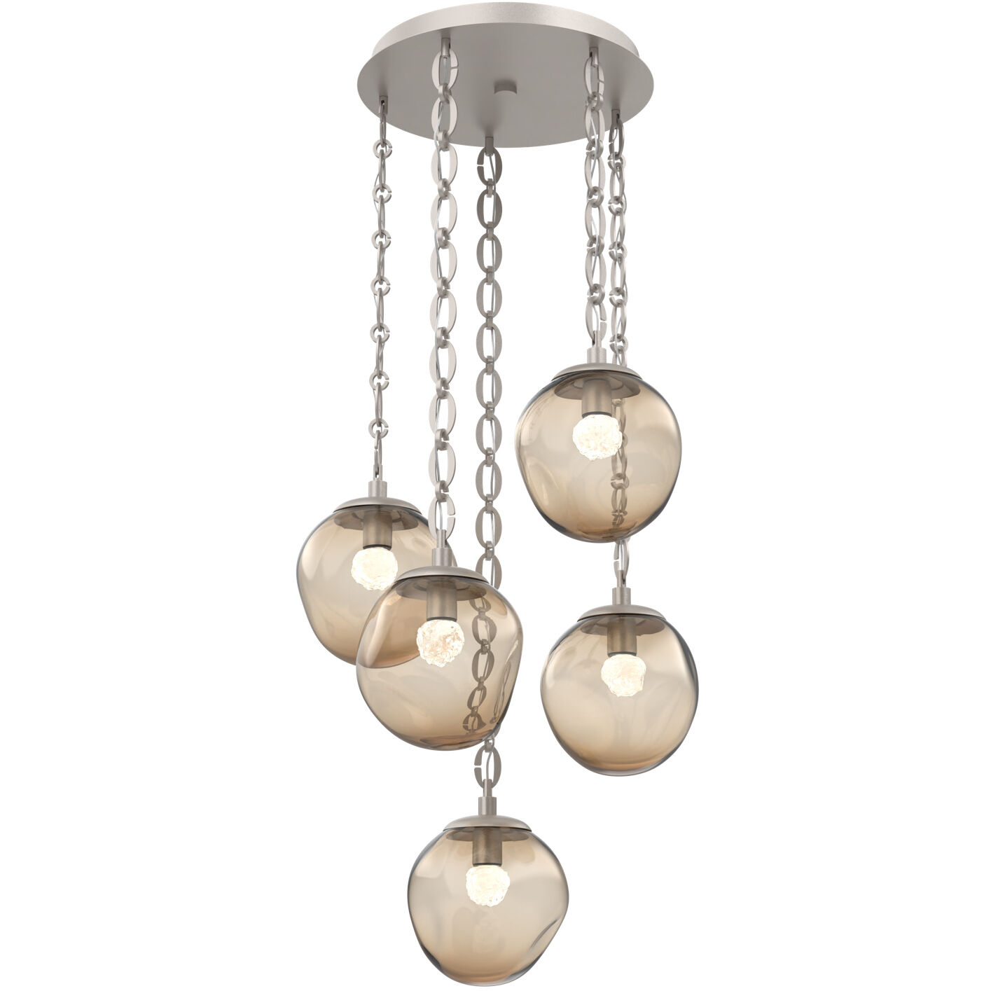 Aster LED 24.3 inch Beige Silver Multi-Pendant Ceiling Light in Bronze, 2700K LED, Oval Chain