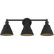 Modern Farmhouse 3 Light 27 inch Matte Black Bathroom Vanity Light Wall Light