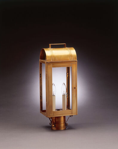Livery 2 Light 19 inch Antique Brass Post Lamp in Clear Glass