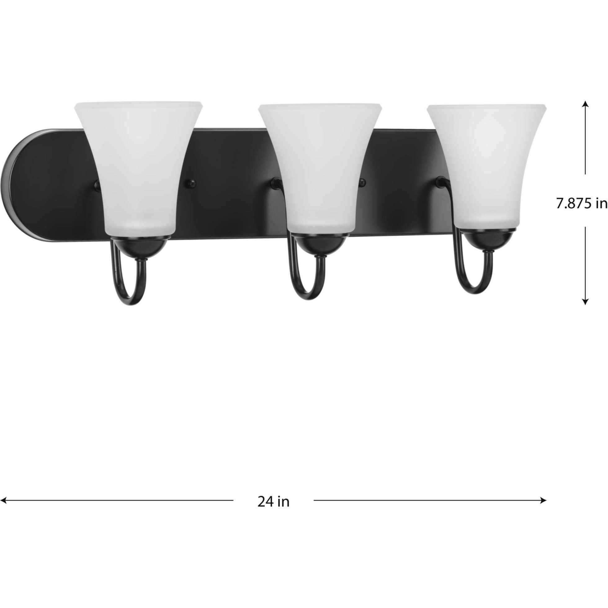 Classic 3 Light 24 inch Matte Black Bath Vanity Wall Light