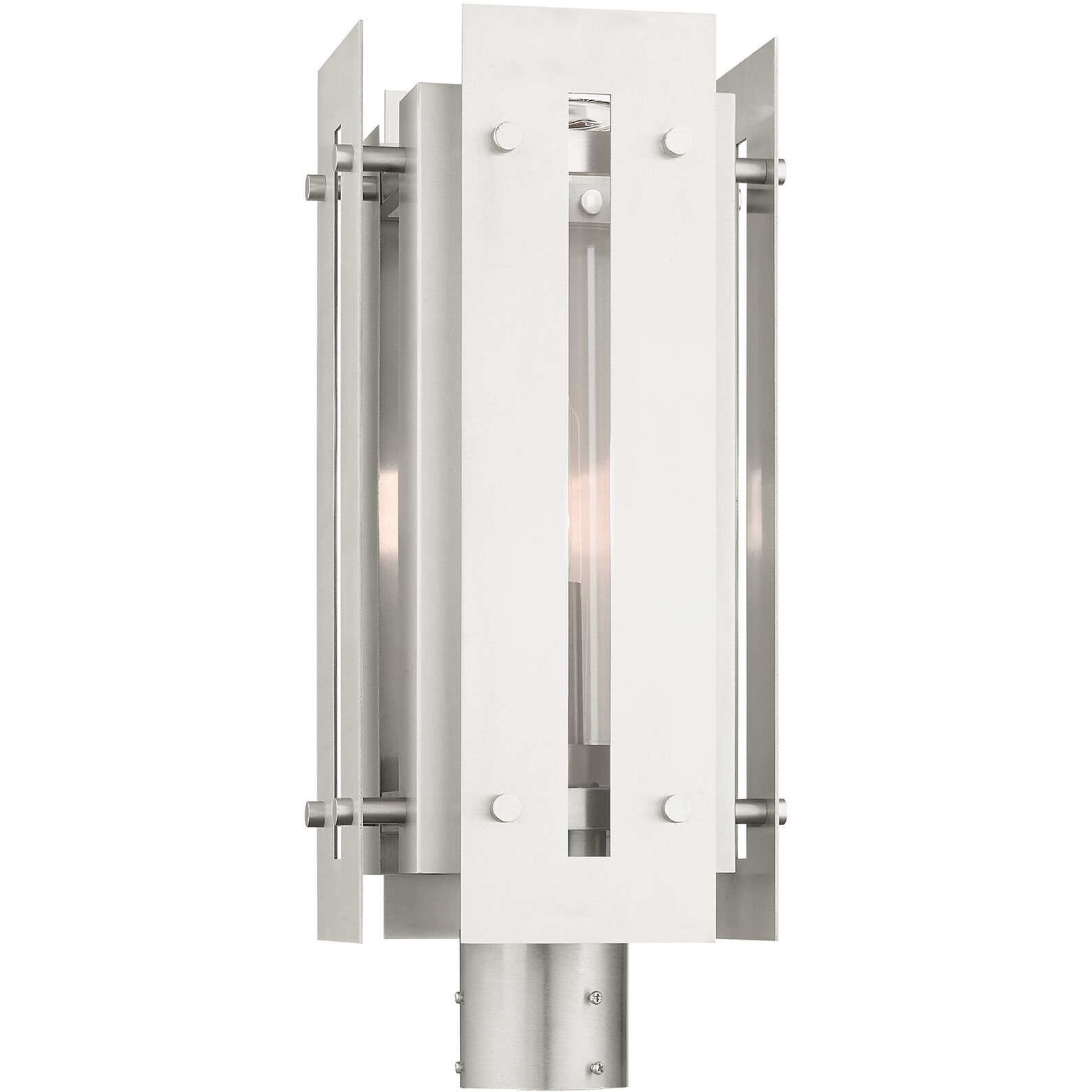 Utrecht 1 Light 20 inch Brushed Nickel Accents Outdoor Post Top Lantern