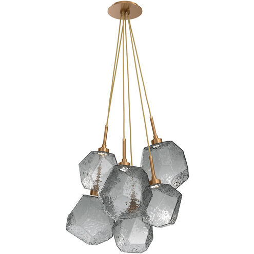 Gem LED 18 inch Novel Brass Chandelier Ceiling Light in Smoke, 2700K LED, Cluster