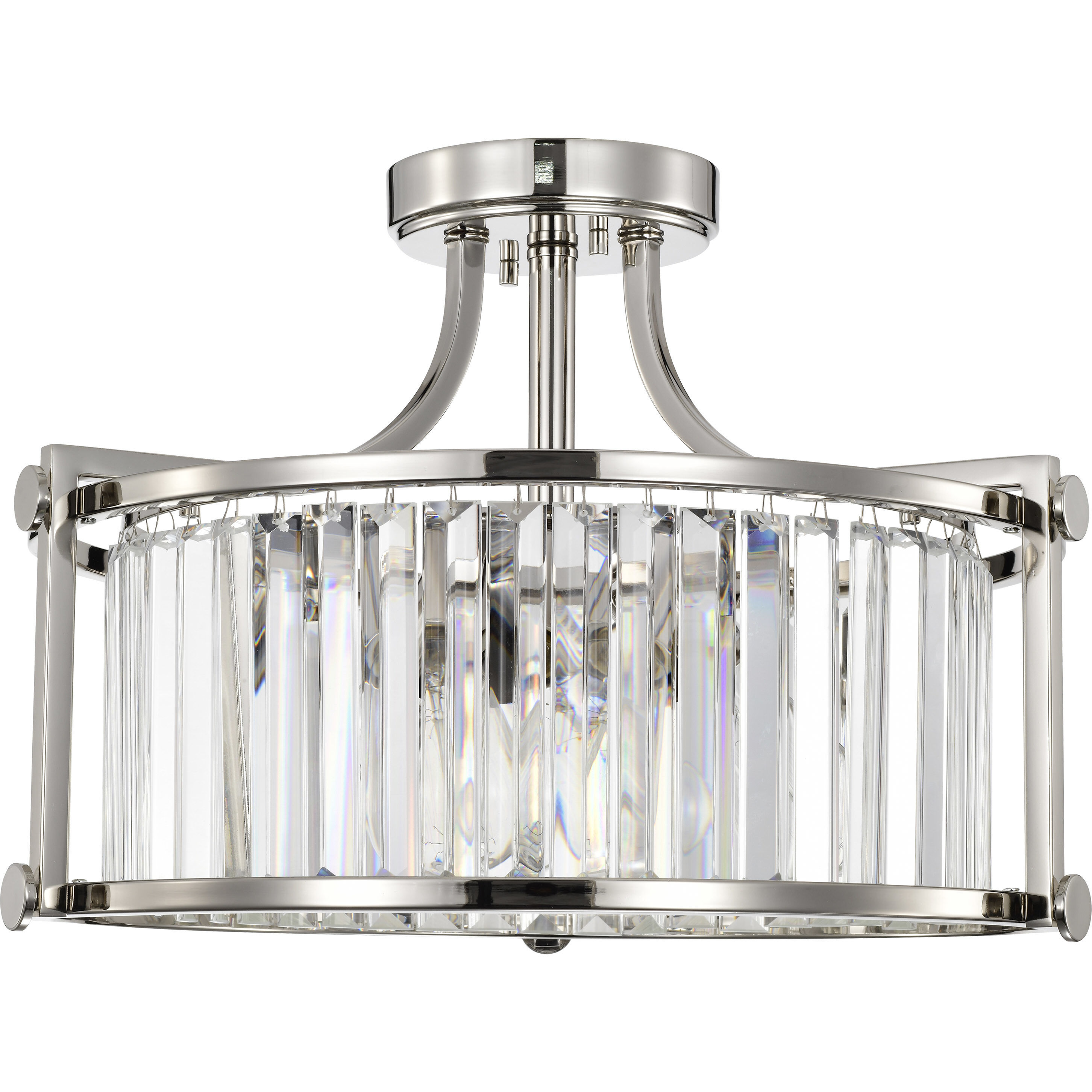 Nuvo 60 5763 Krys 3 Light 18 inch Polished Nickel Semi Flush Mount