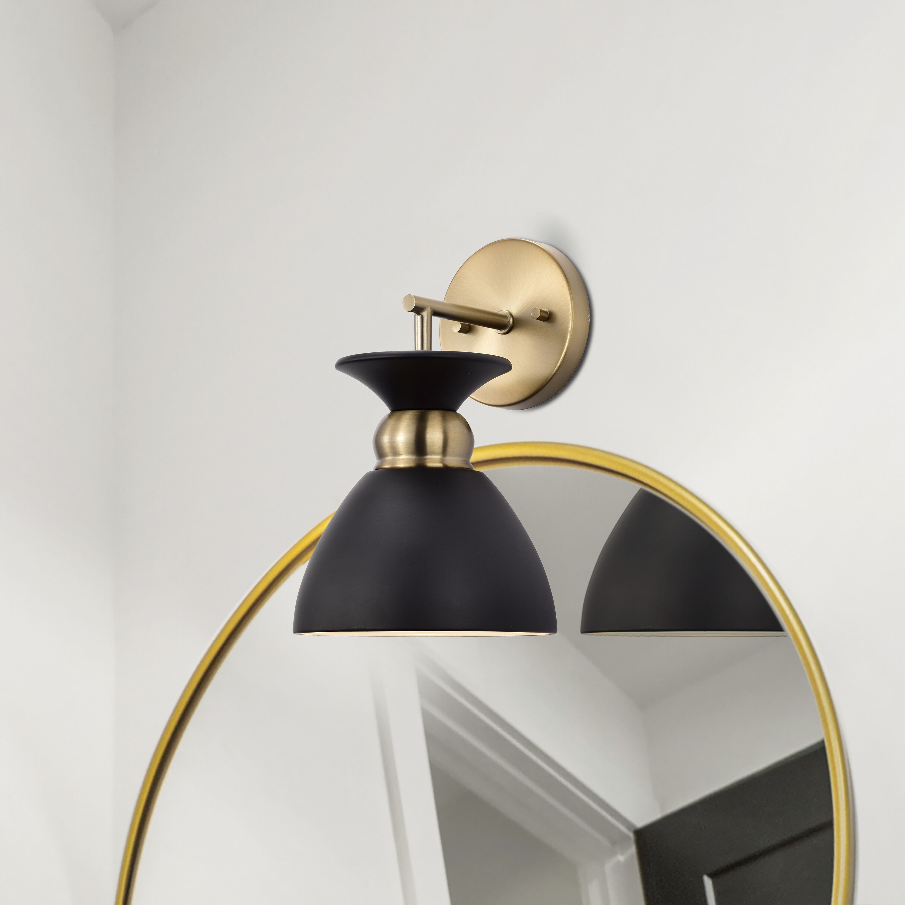 Perkins 1 Light 7 inch Matte Black/Burnished Brass Bathroom Vanity Lights Wall Light