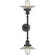 Franklin Restoration Halophane LED 18 inch Matte Black Bath Vanity Light Wall Light in Clear Halophane Glass, Franklin Restoration