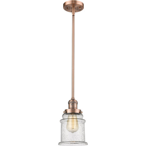 Franklin Restoration Canton 1 Light 7 inch Antique Copper Mini Pendant Ceiling Light in Seedy Glass, Franklin Restoration