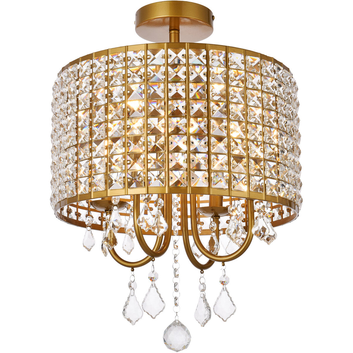 Elise 4 Light 14 inch Brass Flush Mount Ceiling Light