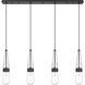 Milan 4 Light 48.13 inch Matte Black Linear Pendant Ceiling Light in Clear Glass