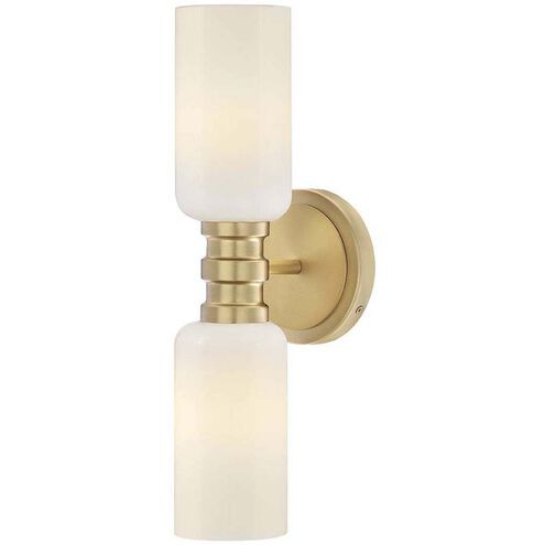 Naomi 2 Light 5.75 inch Lacquered Brass Bath Light Wall Light in Cased Opal