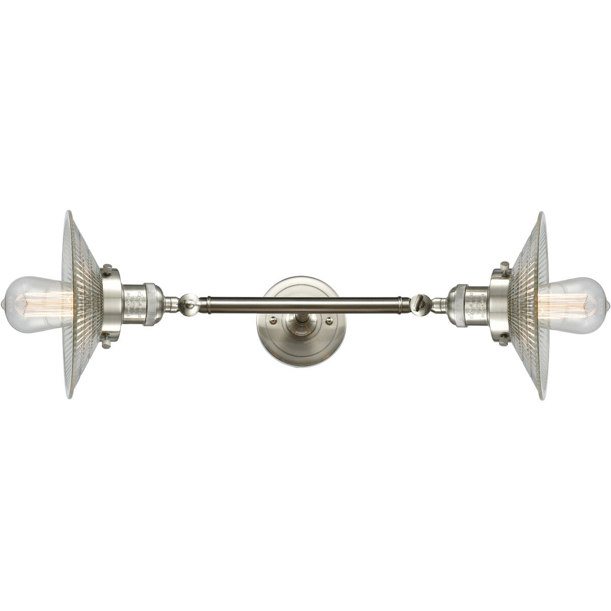 Franklin Restoration Halophane LED 18 inch Brushed Satin Nickel Bath Vanity Light Wall Light in Clear Halophane Glass, Franklin Restoration