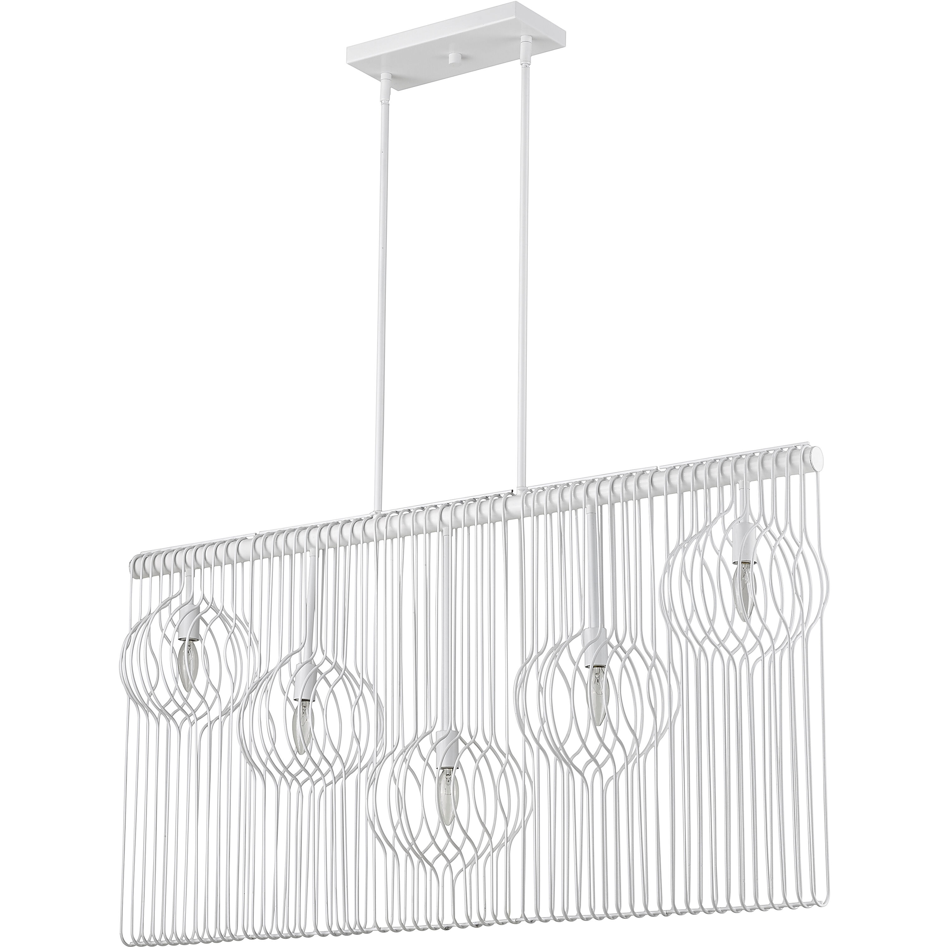 Contour 5 Light 45.75 inch White Linear Chandelier Ceiling Light