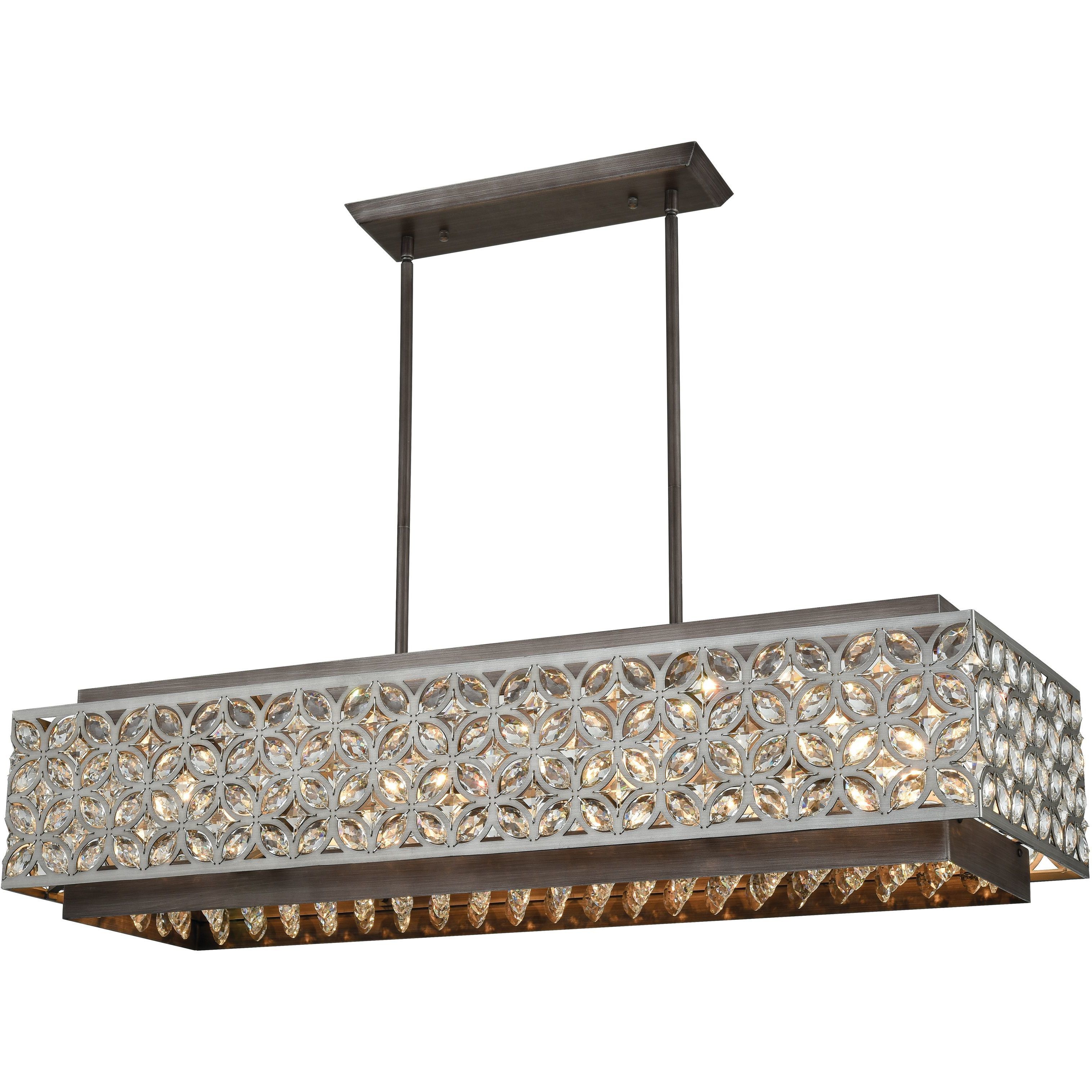 Rosslyn 8 Light 40 inch Weathered Zinc Linear Chandelier Ceiling Light