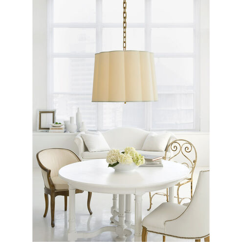 Barbara Barry Simple Scallop 5 Light 25 inch Soft Brass Hanging Shade Ceiling Light in Silk, Large