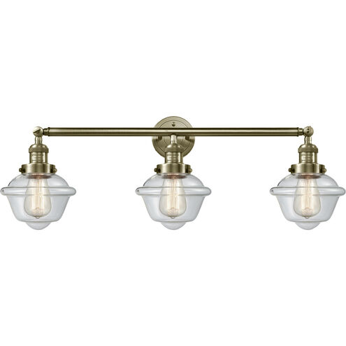 Franklin Restoration Small Oxford LED 34 inch Antique Brass Bath Vanity Light Wall Light in Clear Glass, Franklin Restoration