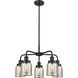 Bell 5 Light 23 inch Matte Black Chandelier Ceiling Light in Silver Plated Mercury Glass