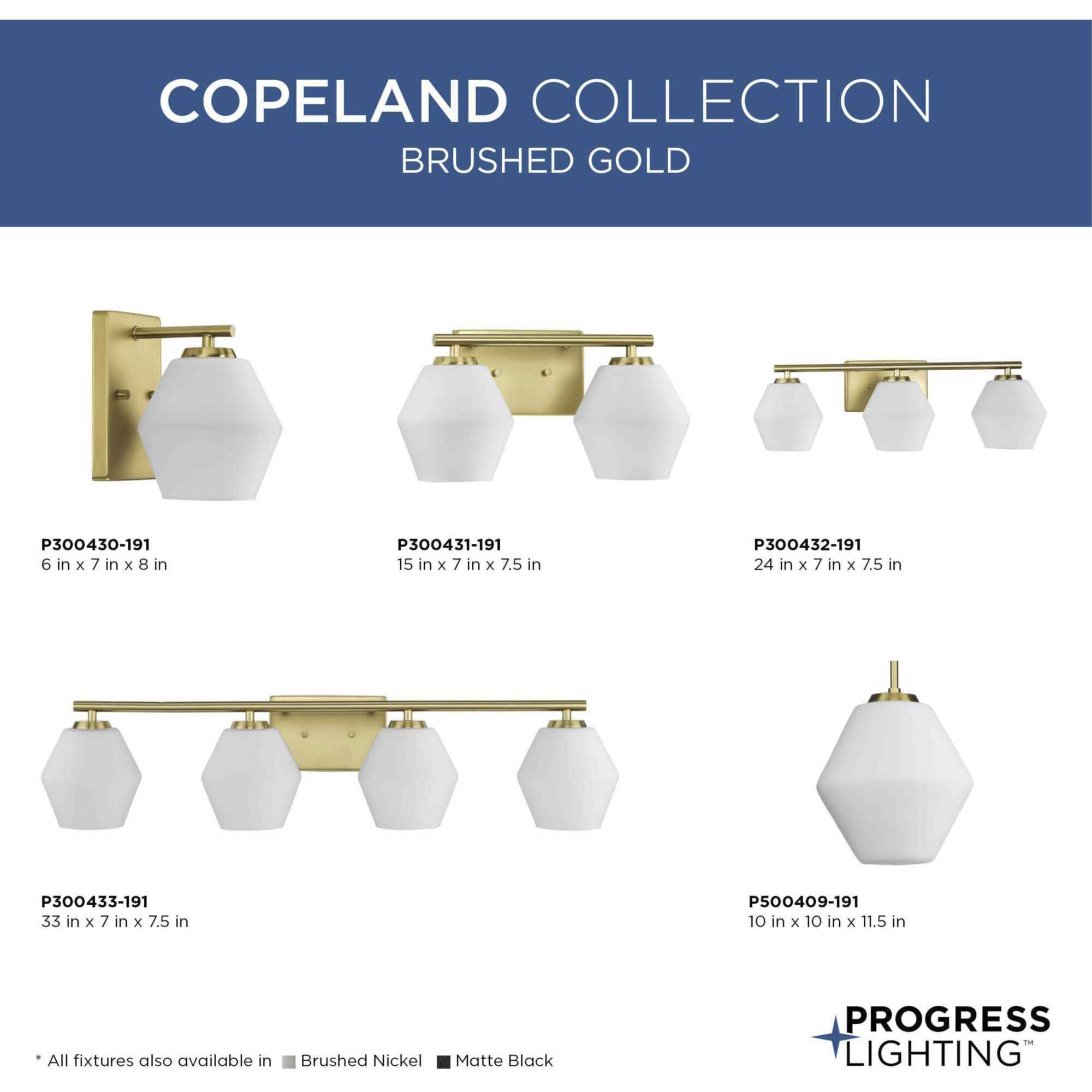 Copeland 3 Light 24 inch Brushed Gold Vanity Light Wall Light