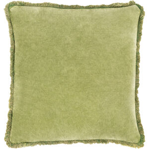 Washed Cotton Velvet 18 X 18 inch Light Olive Pillow Kit, Square