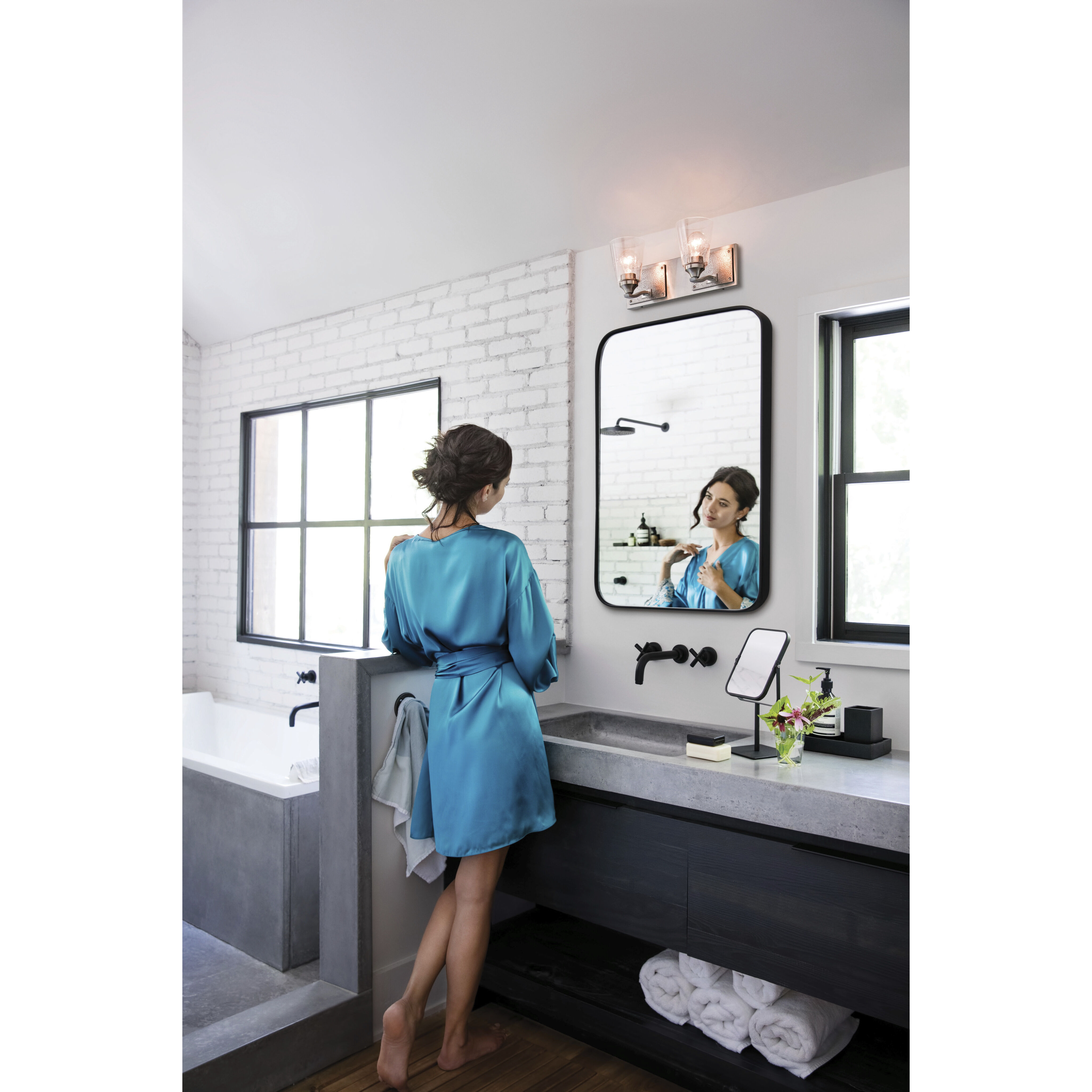 Jackson 2 Light 16.25 inch Brushed Nickel with Polished Antique Nickel Vanity Light Wall Light