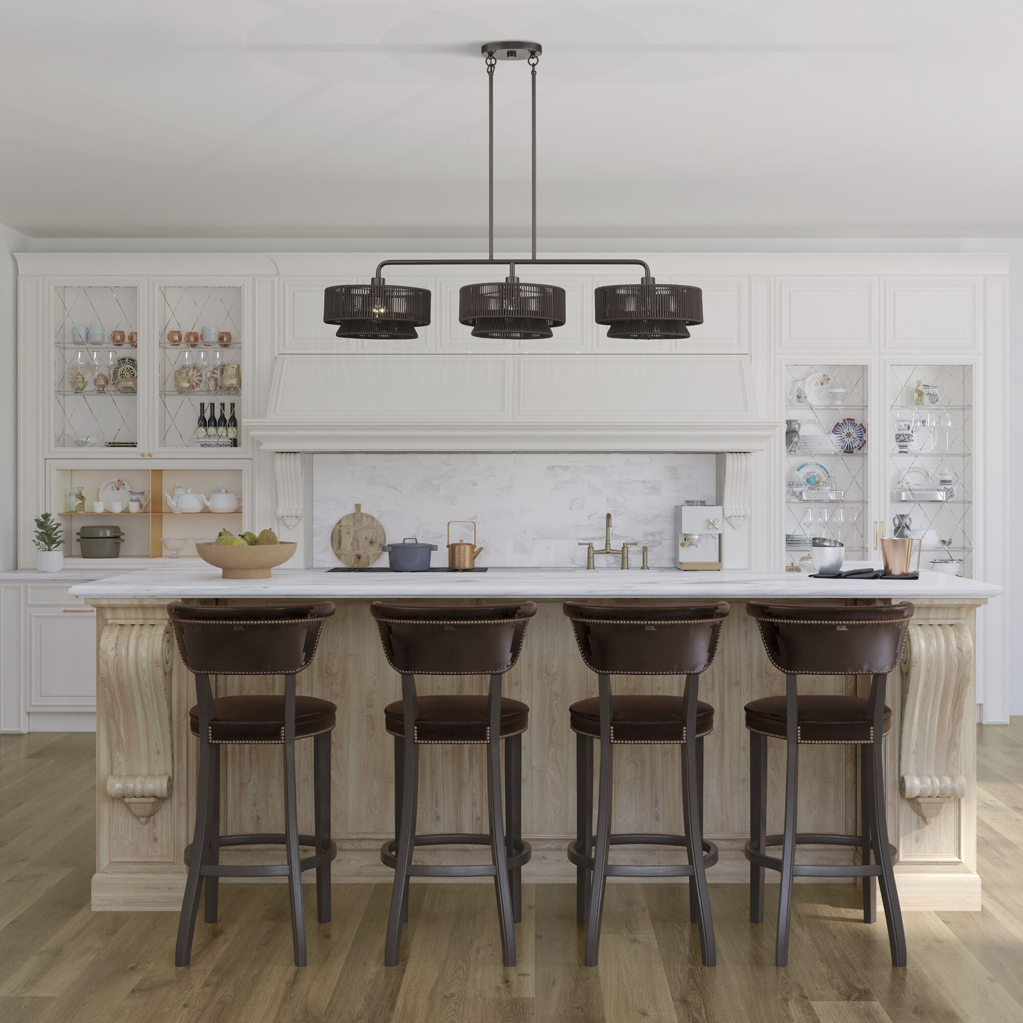 Florell 3 Light 47 inch English Bronze Linear Chandelier Ceiling Light, Extra Large