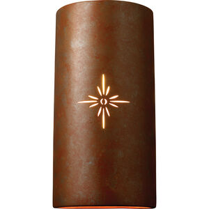 Sun Dagger Cylinder LED 11 inch Rust Patina Wall Sconce Wall Light in Sunburst, 2000 Lm LED, Really Big
