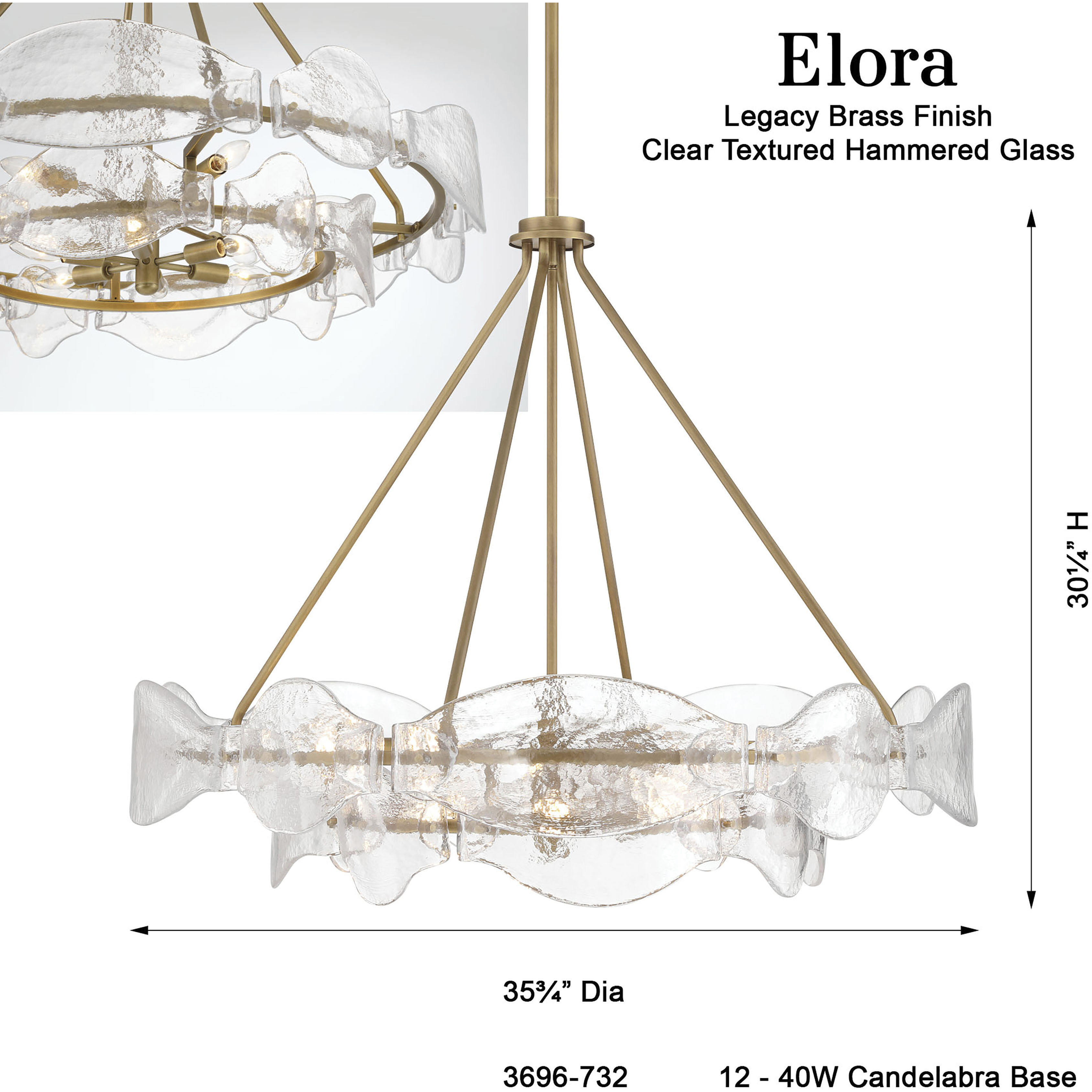 Elora 12 Light 35.75 inch Legacy Brass Pendant Ceiling Light