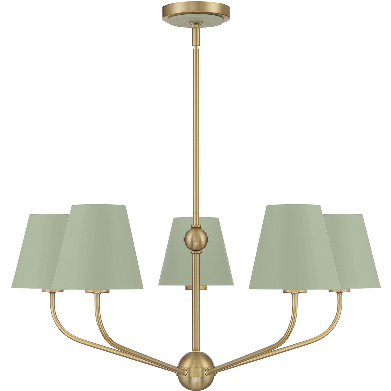 Xavier 5 Light 28 inch Vibrant Gold Chandelier Ceiling Light in Vibrant Gold and Green