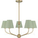 Xavier 5 Light 28 inch Vibrant Gold Chandelier Ceiling Light in Vibrant Gold and Green