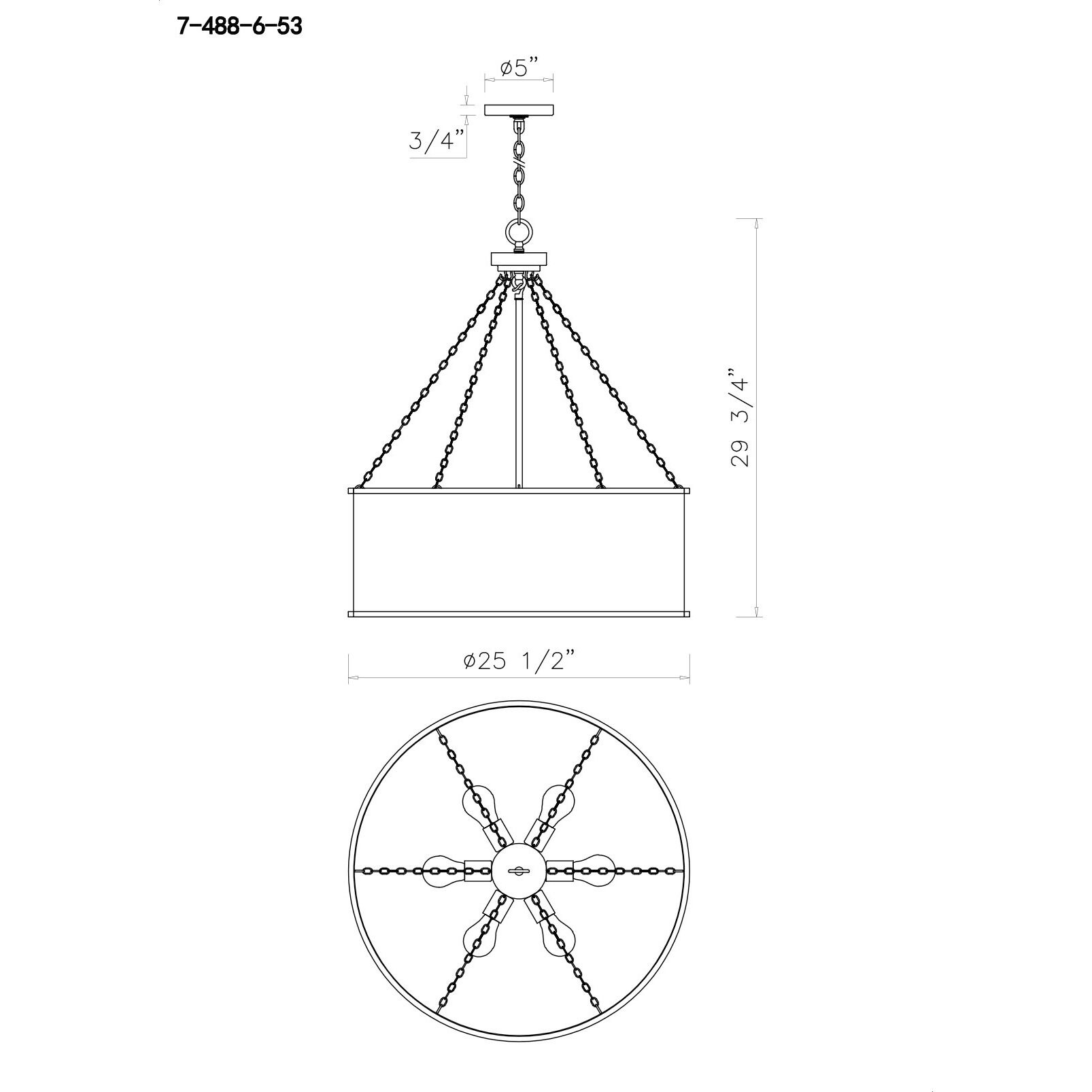 Rochester 6 Light 25 inch Silver Patina Pendant Ceiling Light