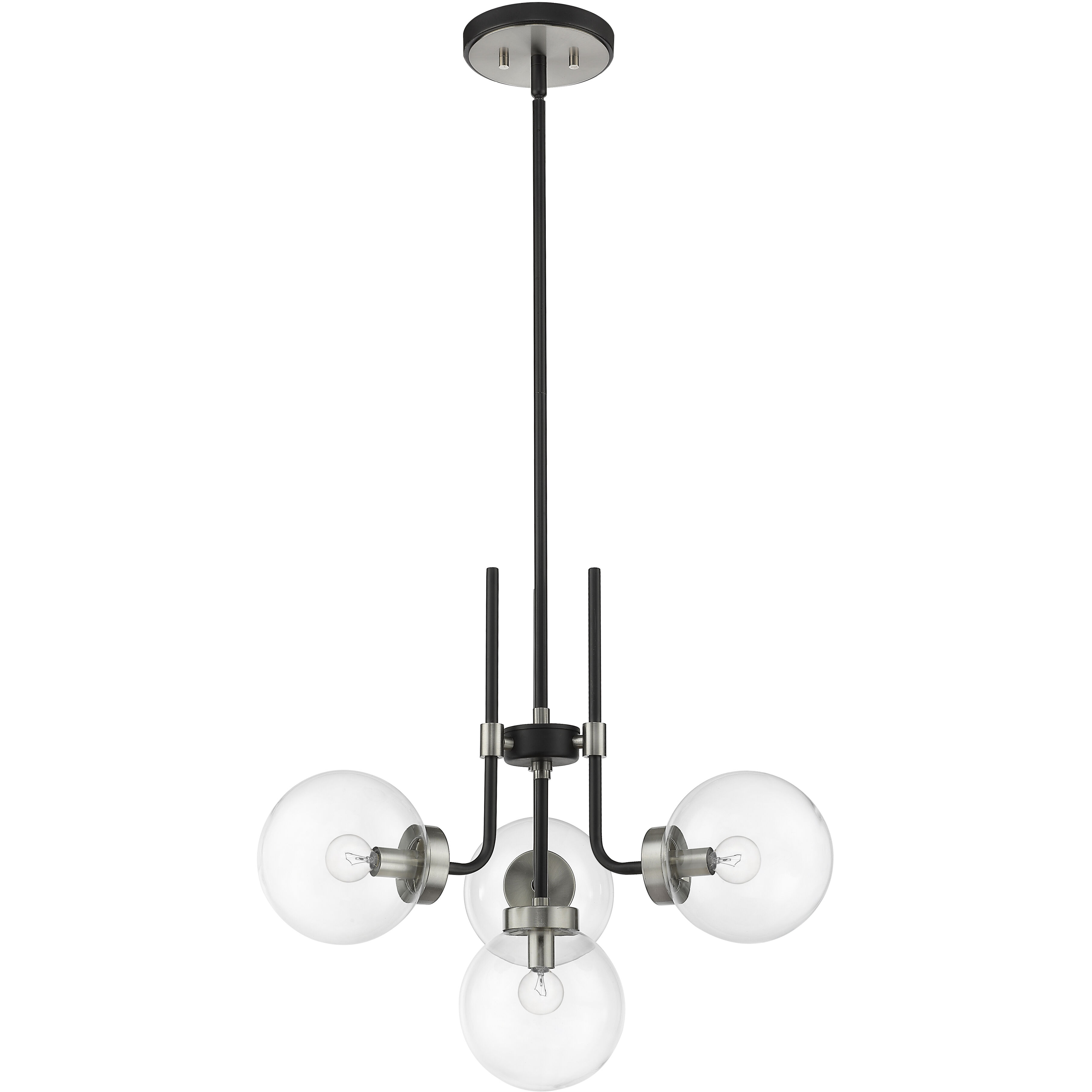 Parsons 4 Light 22 inch Matte Black and Brushed Nickel Chandelier Ceiling Light