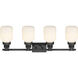 Somers 4 Light 33.25 inch Weathered Zinc Bath Vanity Light Wall Light in Matte White Glass