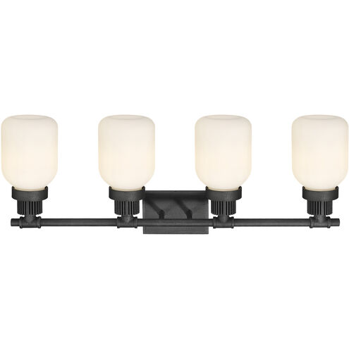 Somers 4 Light 33.25 inch Weathered Zinc Bath Vanity Light Wall Light in Matte White Glass
