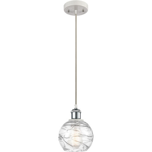Ballston Small Deco Swirl 1 Light 6 inch White and Polished Chrome Mini Pendant Ceiling Light, Ballston