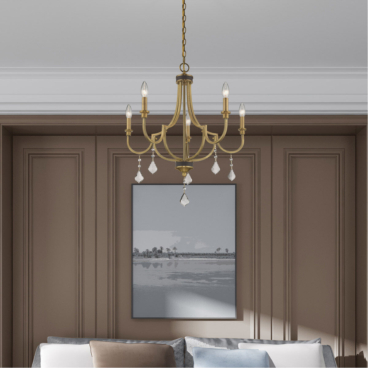 Glendale 5 Light 25 inch Antique Brass Chandelier Ceiling Light