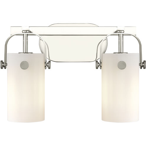 Pilaster II Cylinder 2 Light 14.88 inch Polished Nickel Bath Vanity Light Wall Light in Matte White Glass