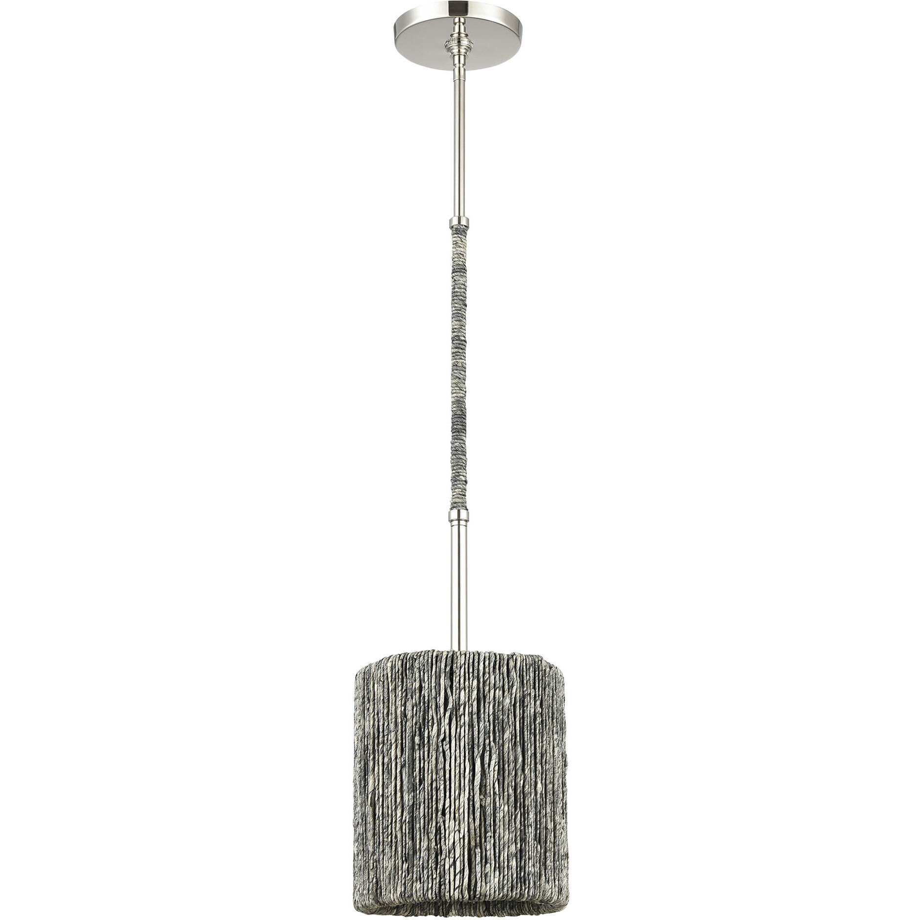 Abaca 1 Light 8 inch Polished Nickel with Gray Mini Pendant Ceiling Light