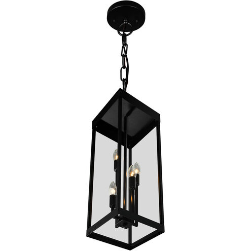 Windsor 4 Light 8 inch Black Outdoor Hanging Light