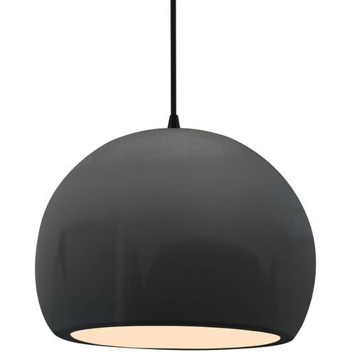 Radiance 1 Light 12.25 inch Gloss Grey and Matte Black Pendant Ceiling Light
