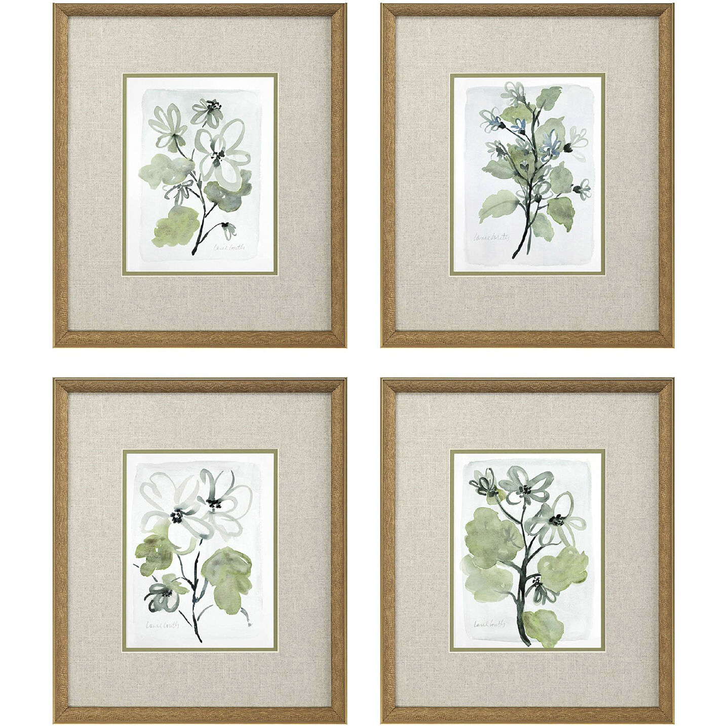 Florals Green and Neutral Framed Art
