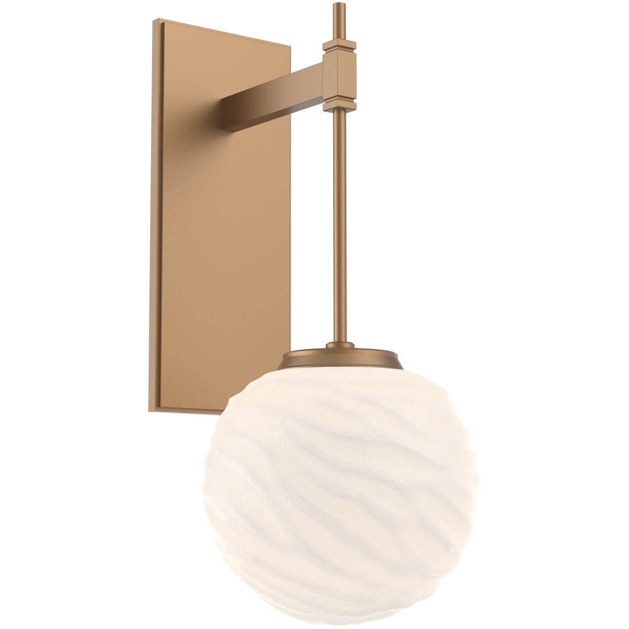 Gaia LED Novel Brass Tempo Sconce Wall Light in 3000K LED, Opal White, Medium
