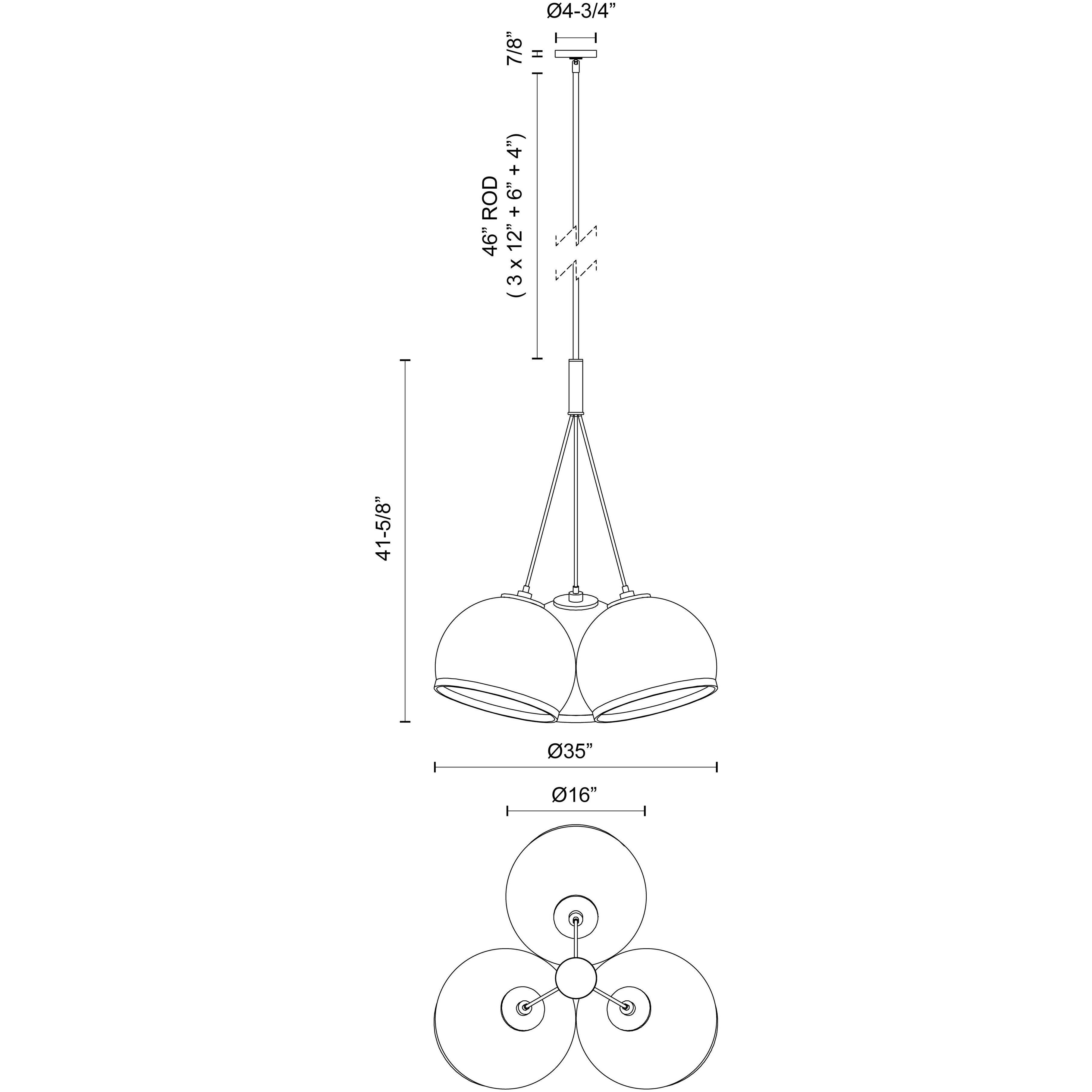 Coast 3 Light 35 inch Aged Nickel Pendant Ceiling Light