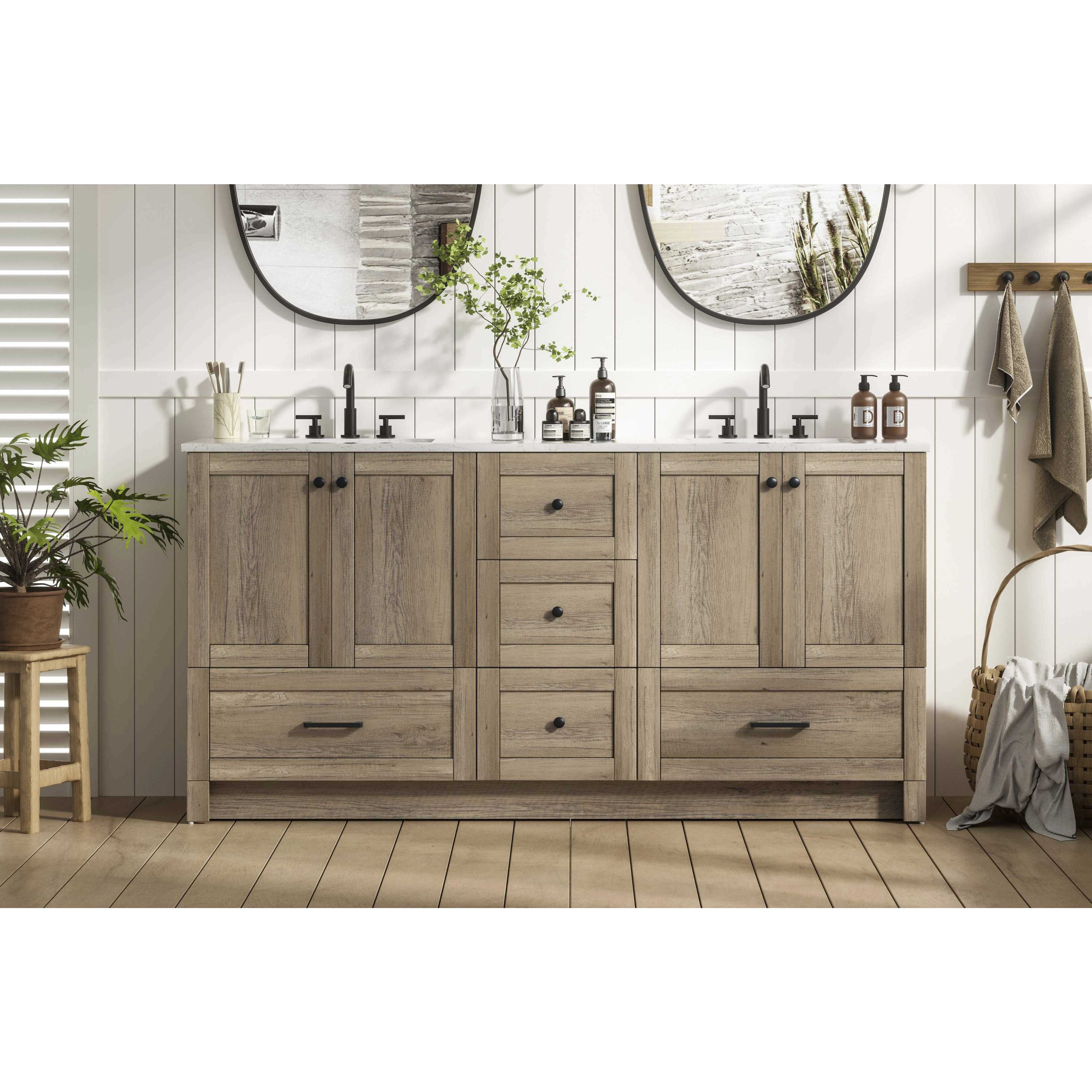Soma 66 X 34 inch Natural Oak Bathroom Vanity Cabinet