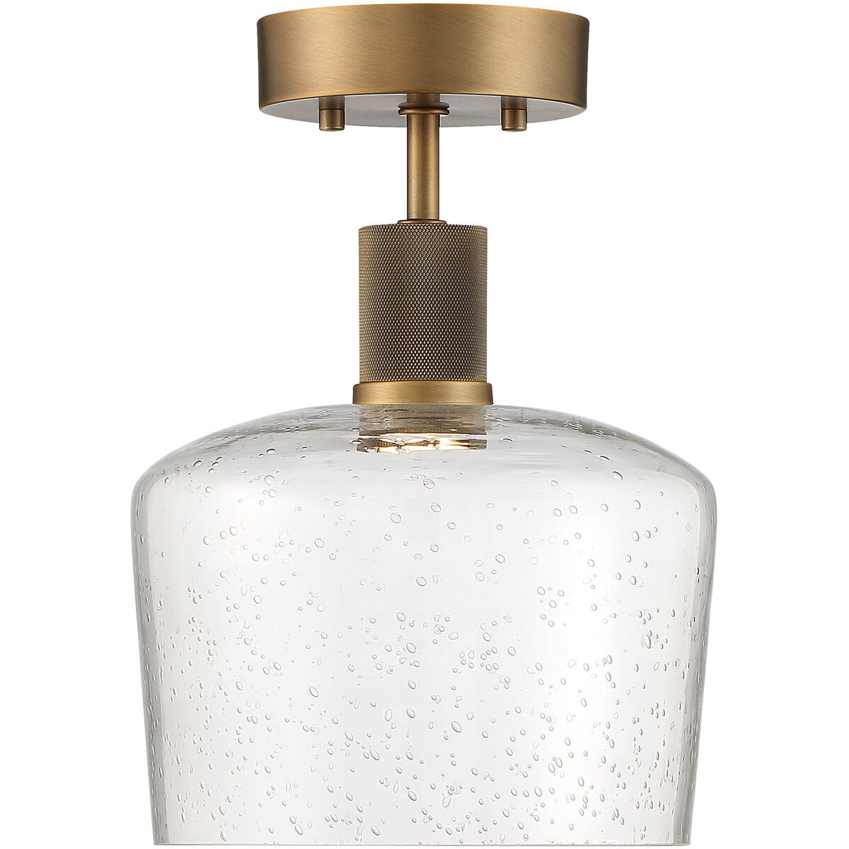 Port Nine LED 9 inch Antique Brushed Brass Semi-Flush Ceiling Light in Seeded