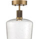 Port Nine LED 9 inch Antique Brushed Brass Semi-Flush Ceiling Light in Seeded